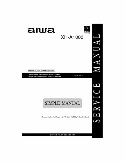 Aiwa XH-A1000 Service Manual cd Stereo System - Tape mech. 6ZM-1 AR3NM, Cd mech. AZG-1 ZD8RNDM - (2.661Kb) 2 Part File - pag. 28