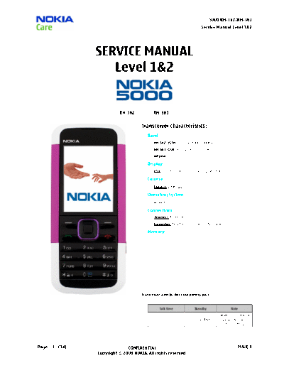 NOKIA 5000 Nokia 5000 service manual L1,L2