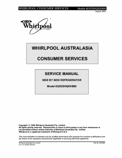 whirlpool 6GD2SHQXKB00 whirlpool 6GD2SHQXKB00 service manual