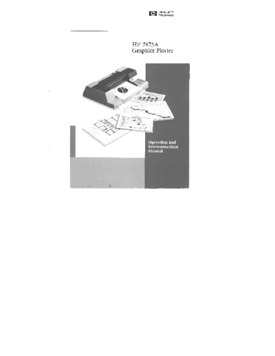 Hewlett-Packard HP7475A Plotter HP7475A - Operation And Interconnection Manual