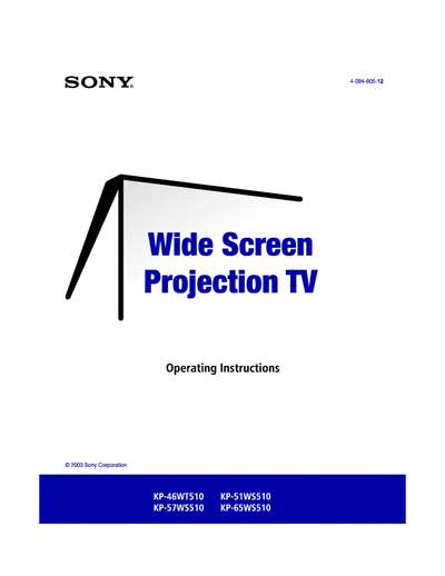 sony KP-46WT510 KP-46WT510  HDTV
looking for service manual