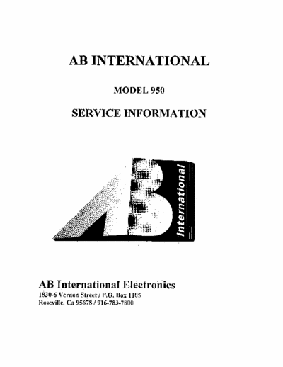 AB international 950A-lx service manual for AB international poweramp. Model 950A-LX