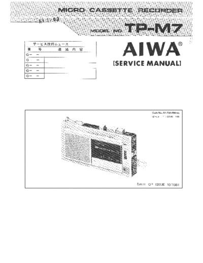 Aiwa TP-M7 Mini audio cassette recorder - Service Manual