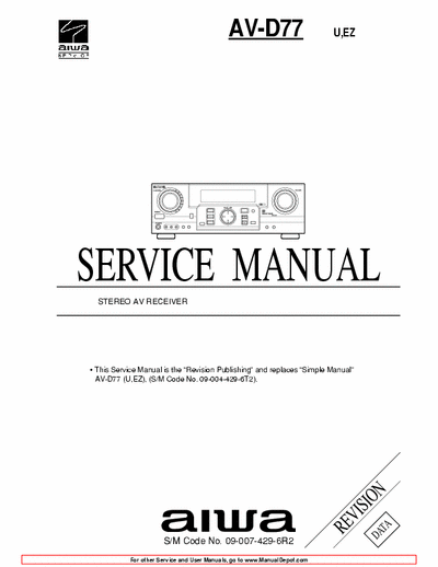 Aiwa AV-D77 Part I of Aiwa AV-D77 complete service manual