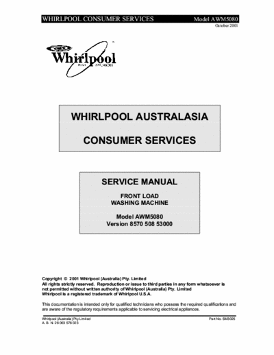 whirlpool AWM5080 whirlpool AWM5080 service Manual
