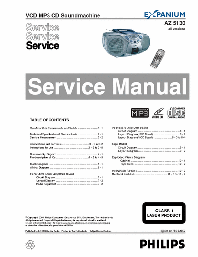 Philips AZ5130 Expanium Service Manual VCD MP3 Cd Tape Recorder, all version - (3.990Kb) Part 1/2 - pag. 31