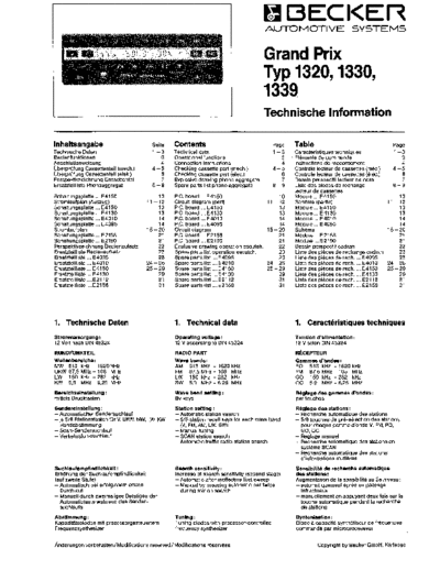 Becker Grand Prix 1320, 1330, 1330, 1339 service manual