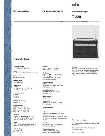 Braun T 220 service manual