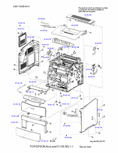 Epson AcuLaser C1100 Explosion diagrams and part names