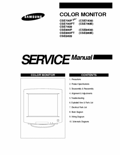 Samsung CSE700P_X Samsung CSE700P_X Monitors service Manual