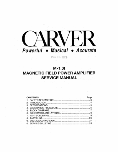 Carver m1.0 T m1.0 T power amp