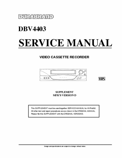 DURABRAND DBV4403 Service Manual Video Recorder VHS - pag. 50