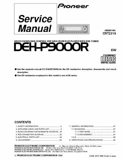 PIONEER DEH-P9000 SERVICE MANUAL