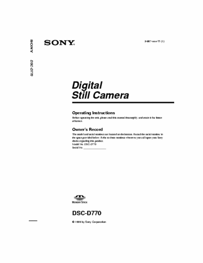 Sony DSC-D770 128 page owner