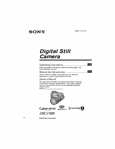 Sony DSC-F505 184 page user