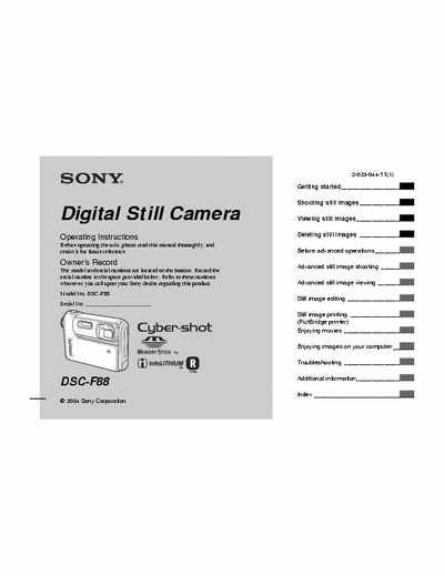 Sony DSC-F88 132 page user