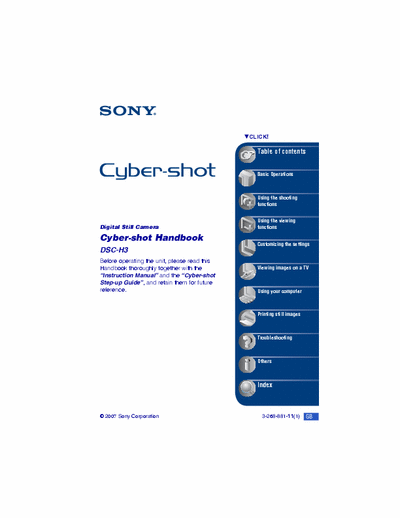 Sony DSC-H3 123 page user