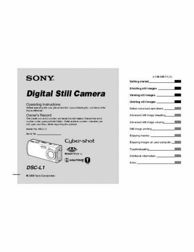 Sony DSC-L1 128 page user
