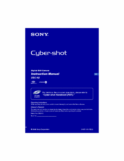 Sony DSC-N2 32 page instruction manual for Sony digital camera DSC-N2