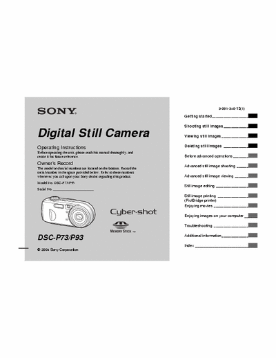 Sony DSC-P73 132 page user