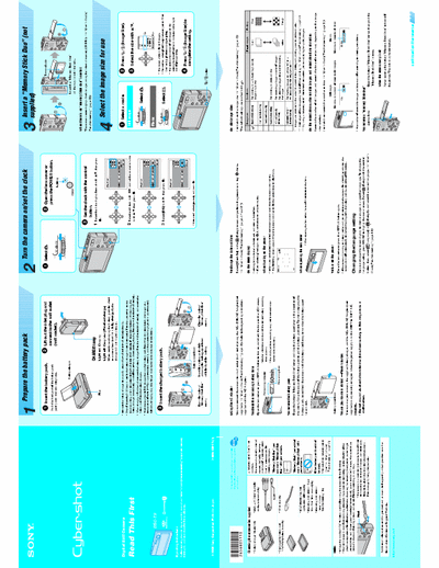 Sony DSC-T9 2 page quick start guide for Sony D-cam DSC-T9