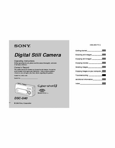 Sony DSC-U40 92 page owner