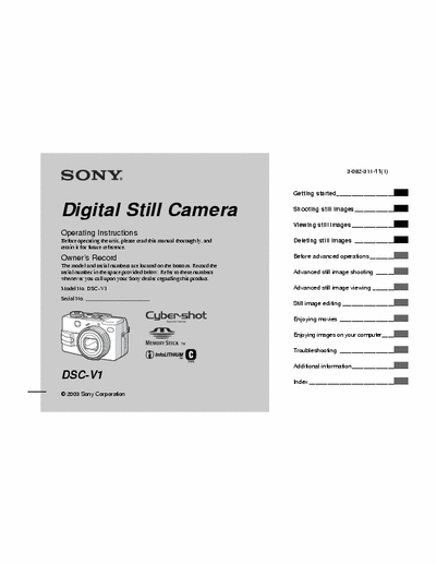 Sony DSC-V1 132 page user