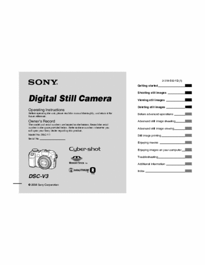 Sony DSC-V3 156 page user