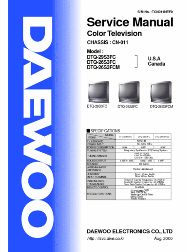 DAEWOO DTQ27S3FC COMPLETE SERVICE MANUAL