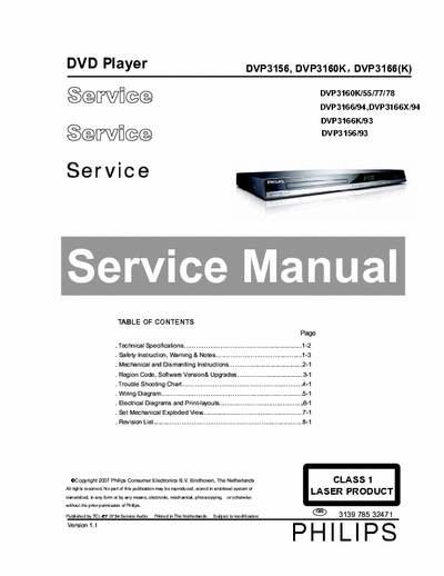 philips DVP3160K manual de servicio