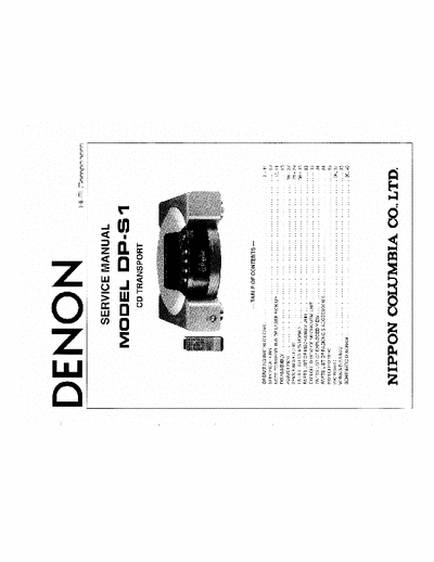 Denon DP-S1 Service manual of the DP-S1 CD transport made by Denon.