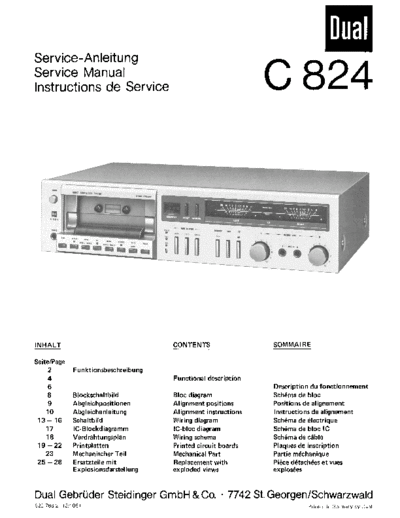Dual C 824 service manual