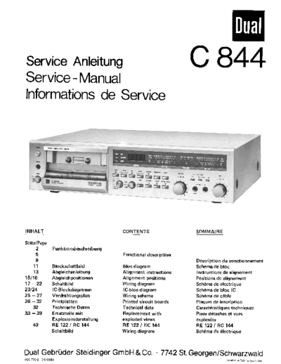Dual C 844 service manual