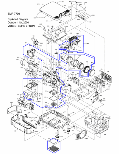 Epson EMP-7700 Service Manual, Part List, Exploded Diagram