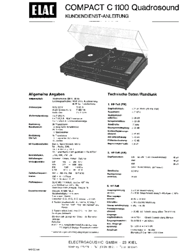ELAC Compact C 1100 Quadrosound service manual