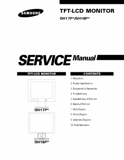 Samsung GH17P TFT-LCD MONITOR
GH17P*/GH18P* Service Manual