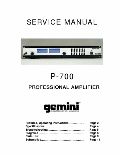 Gemini P700 power amplifier