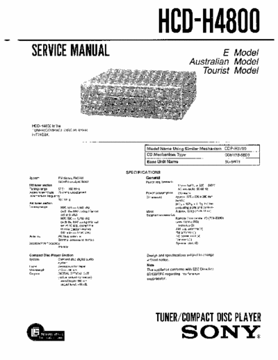 Sony HCD-H4800 Service Manual Tuner/Cd Player MCH-4800/FH-E8X + Correction-1 - (8,19Mb) Part 1/4 - pag. 30+1