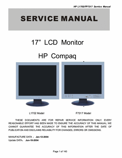 HP L1702 service manual