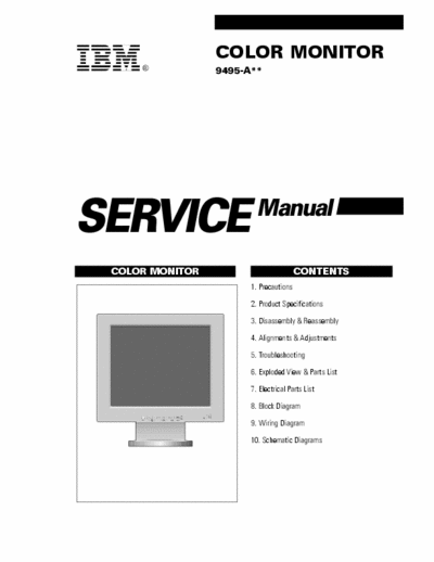 IBM 9495-A COLOR MONITOR
9495-A** SERVICE MANUAL