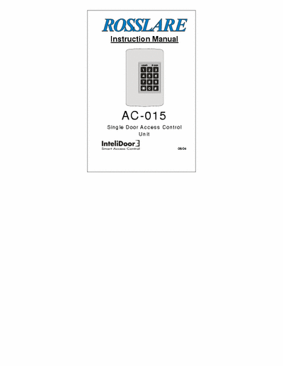 Rosslare Intelidoor AC-015 Manual de Acceso Intellidor Programacion