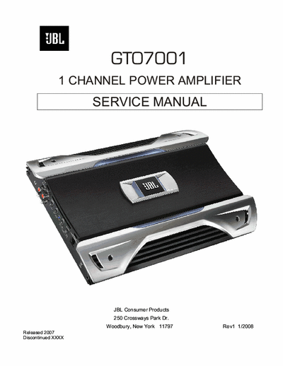 JBL GTO7001 car amplifier
