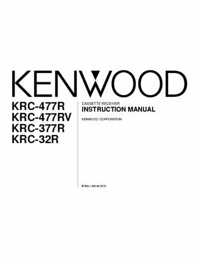 Kenwood krc-377r User manual for Kenwood krc-377r and krc-477r/rw and krc-32r