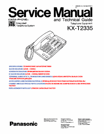 Panasonic KX-T2335 Phone PANASONIC  KX-T2335 (service manual)