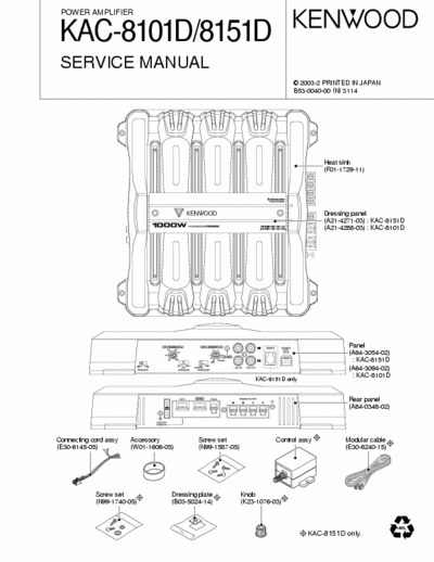 Kenwood KAC8101D car amplifier