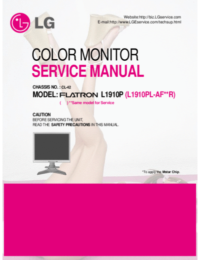 LG L1910P Service manual for LCD monitor FLATRON L1910P