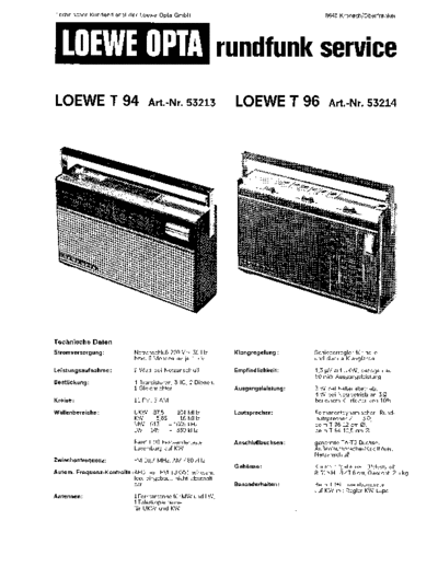 Loewe Opta T 94 T 96 service manual