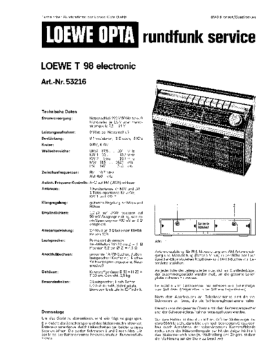 Loewe Opta T 98 electronic service manual