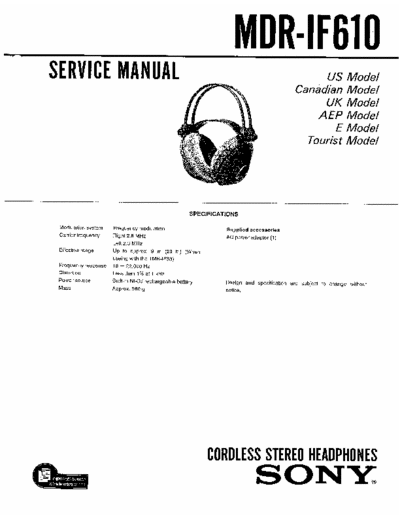Sony mdr-if610 service manual for sony wireless IR headphones model MDR-IF610