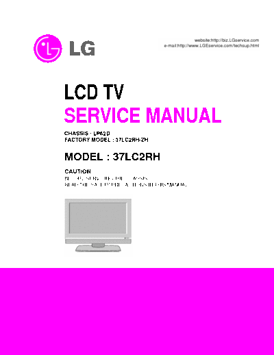 LG 37LC2RH LCD TV SERVICE MANUAL